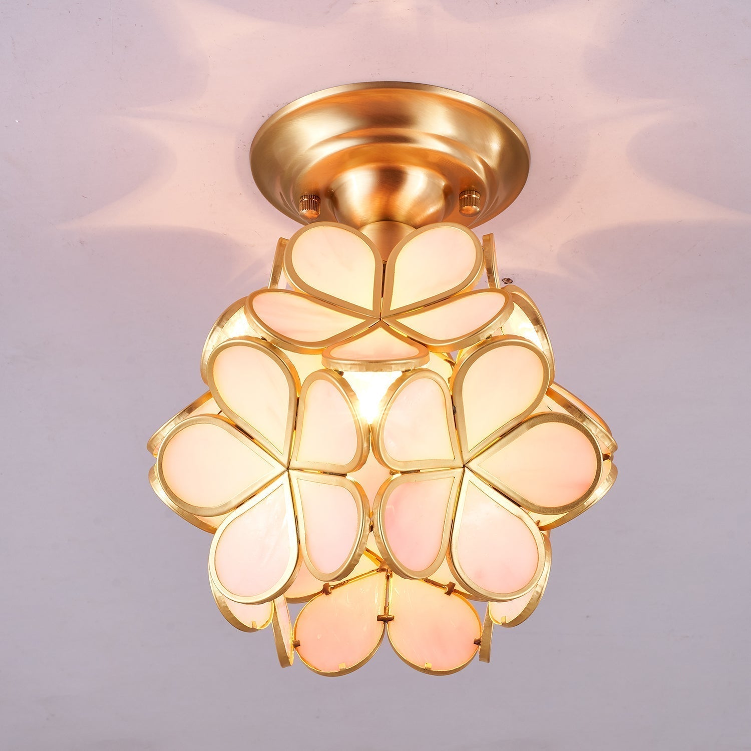Ullaeiel Postmoderne Luxus-Deckenleuchte Bloom aus goldenem Glas-Letslighting