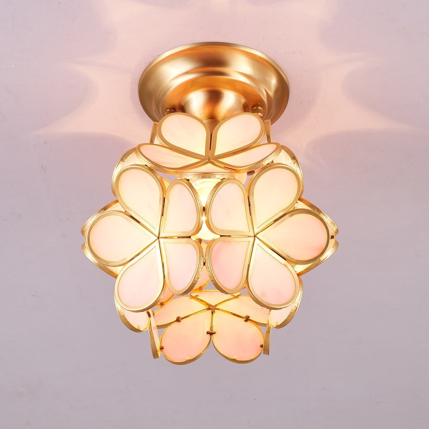 Ullaeiel Postmoderne Luxus-Deckenleuchte Bloom aus goldenem Glas-Letslighting