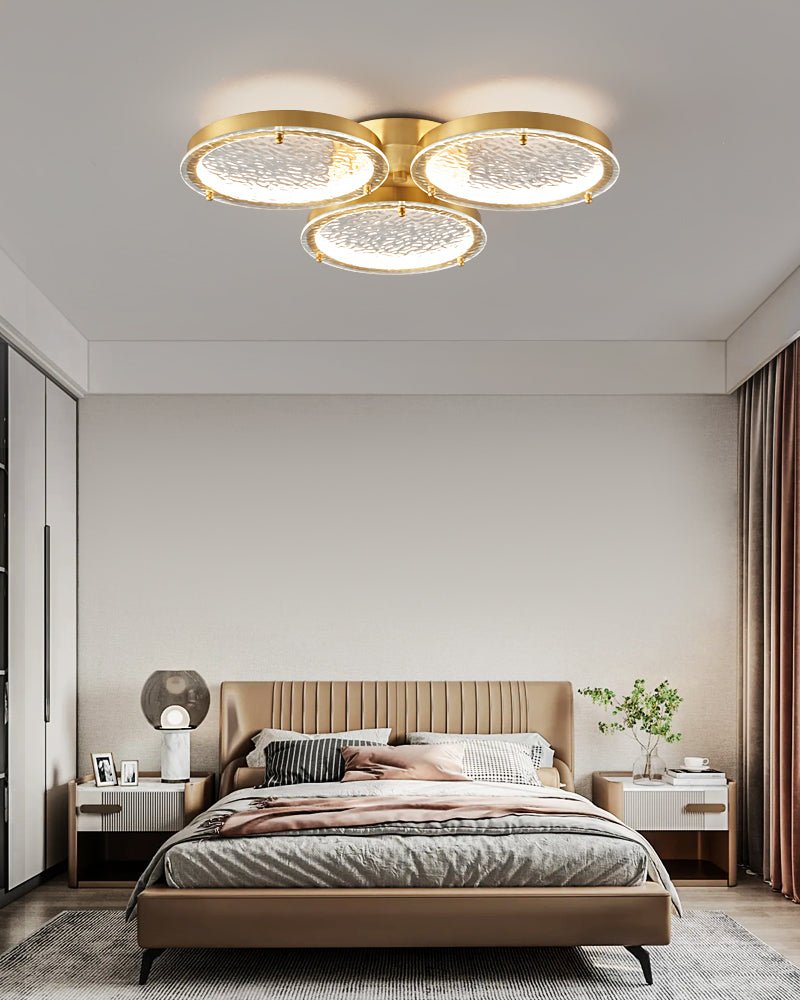 Itale Unique Rings Deckenleuchte aus Goldenem Messing und Glas-Letslighting