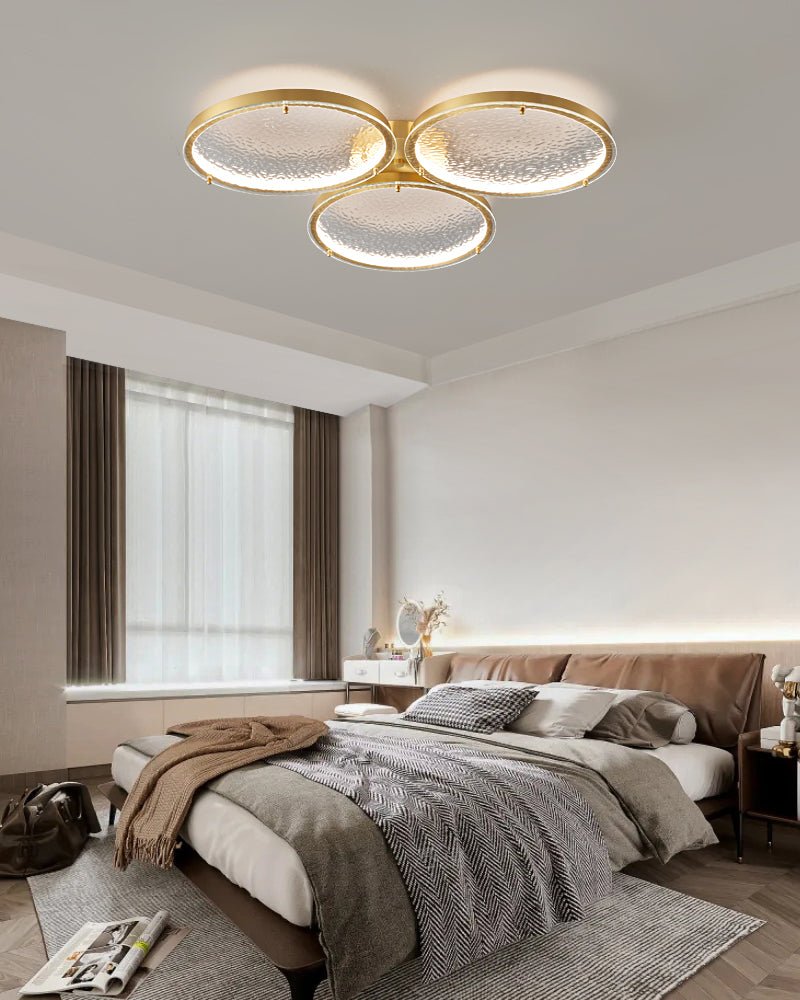 Itale Unique Rings Deckenleuchte aus Goldenem Messing und Glas-Letslighting