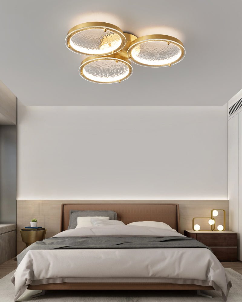 Itale Unique Rings Deckenleuchte aus Goldenem Messing und Glas-Letslighting