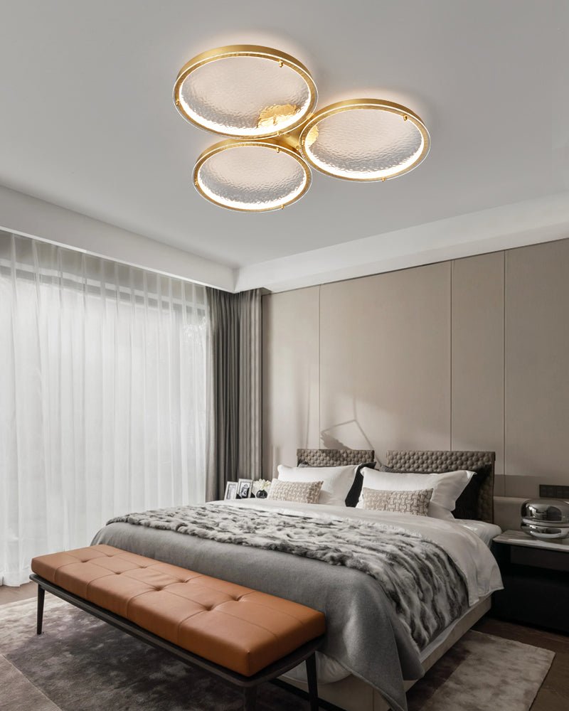 Itale Unique Rings Deckenleuchte aus Goldenem Messing und Glas-Letslighting