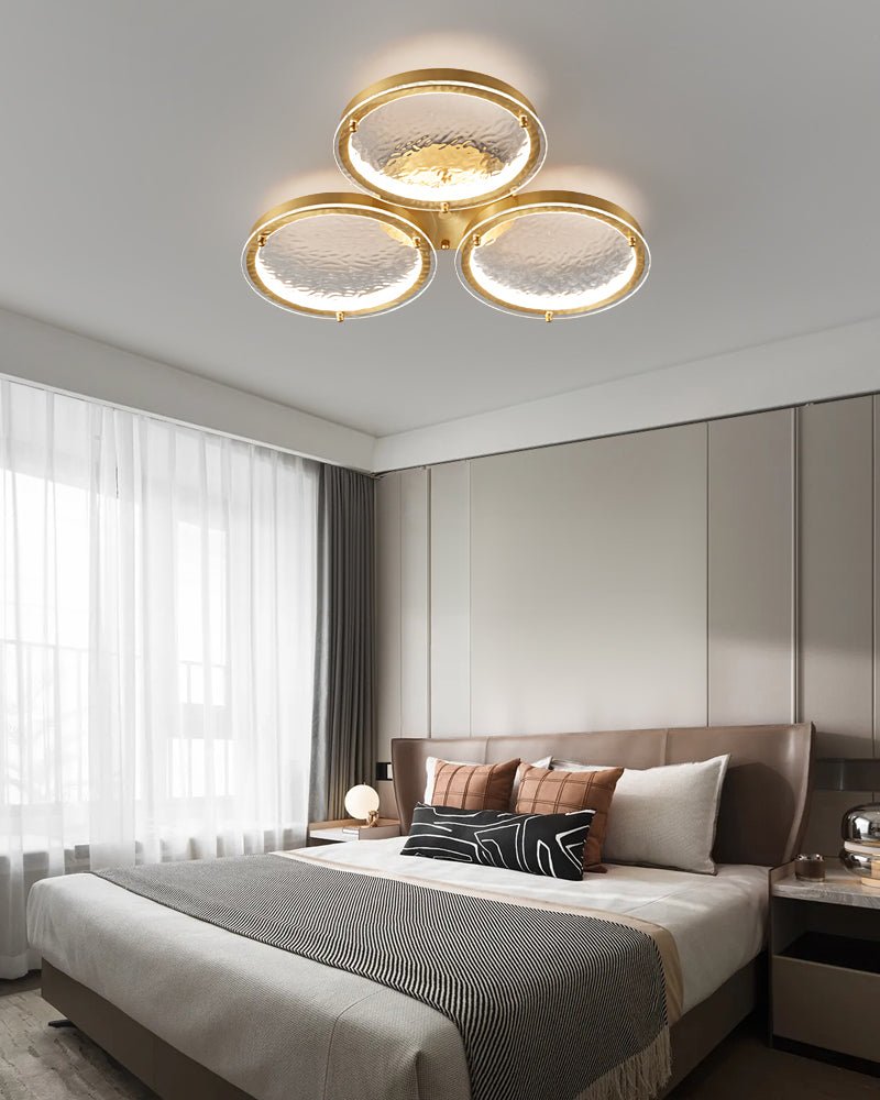 Itale Unique Rings Deckenleuchte aus Goldenem Messing und Glas-Letslighting