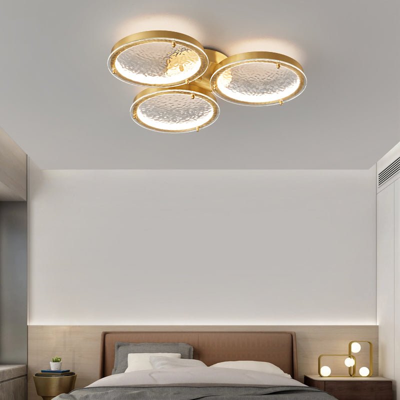 Itale Unique Rings Deckenleuchte aus Goldenem Messing und Glas-Letslighting