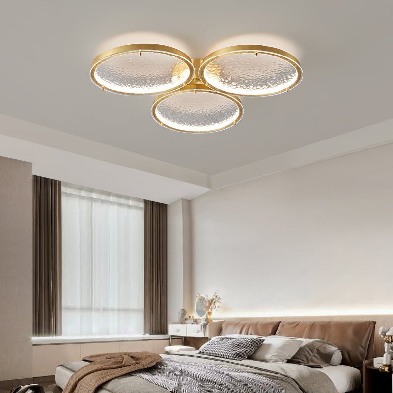 Itale Unique Rings Deckenleuchte aus Goldenem Messing und Glas-Letslighting