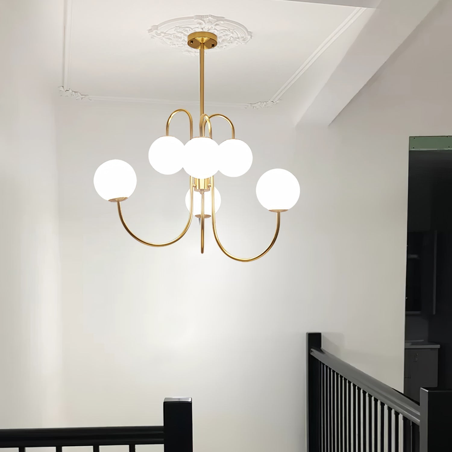 Lustra Kronleuchter Messing Globe Cluster Gebogener Arm-Letslighting