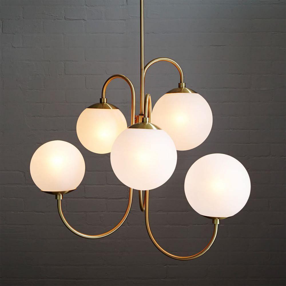 Lustra Kronleuchter Messing Globe Cluster Gebogener Arm-Letslighting