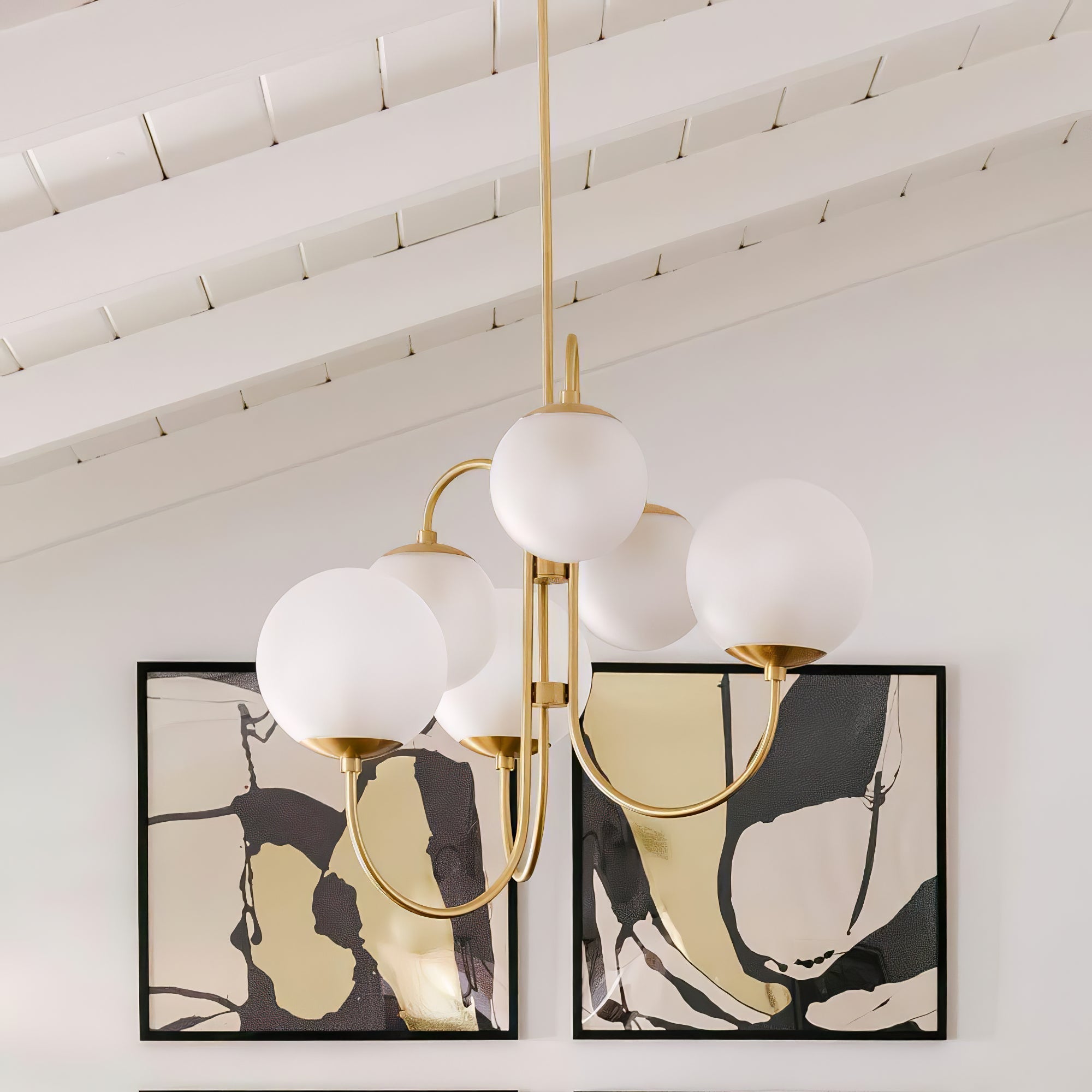 Lustra Kronleuchter Messing Globe Cluster Gebogener Arm-Letslighting