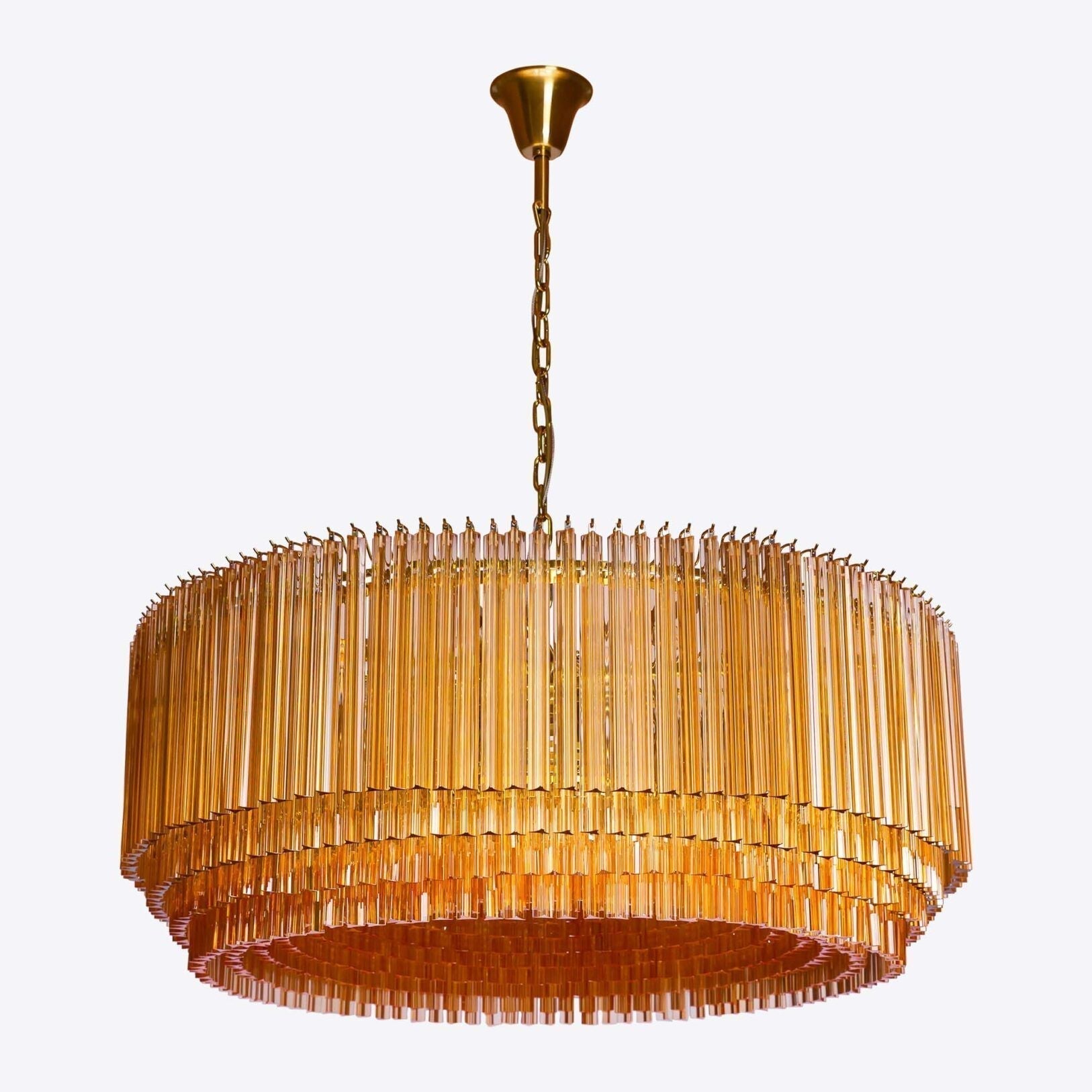 Aurora Chandelier Amber Drum Glass - Letslighting