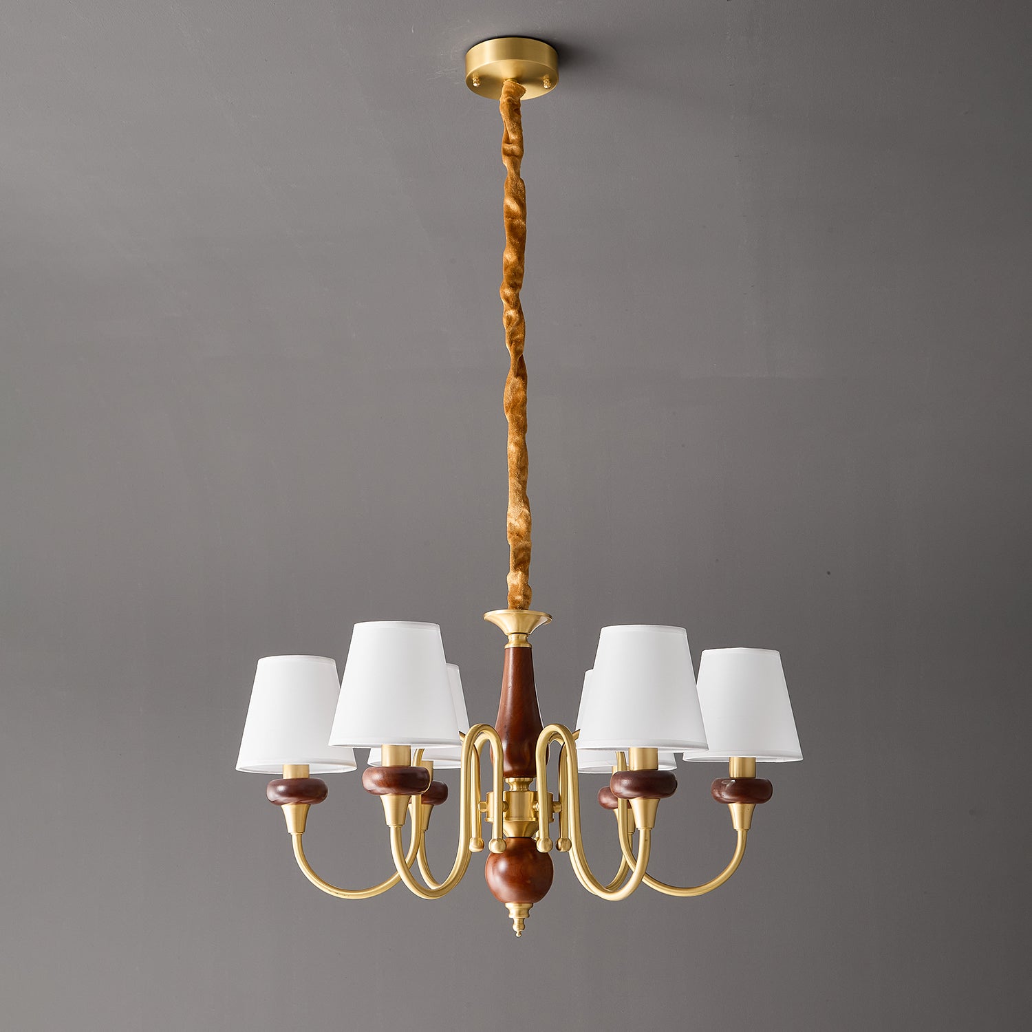 Zovena Klassische Eleganz Vintage Stoff Holz Kronleuchter-Letslighting