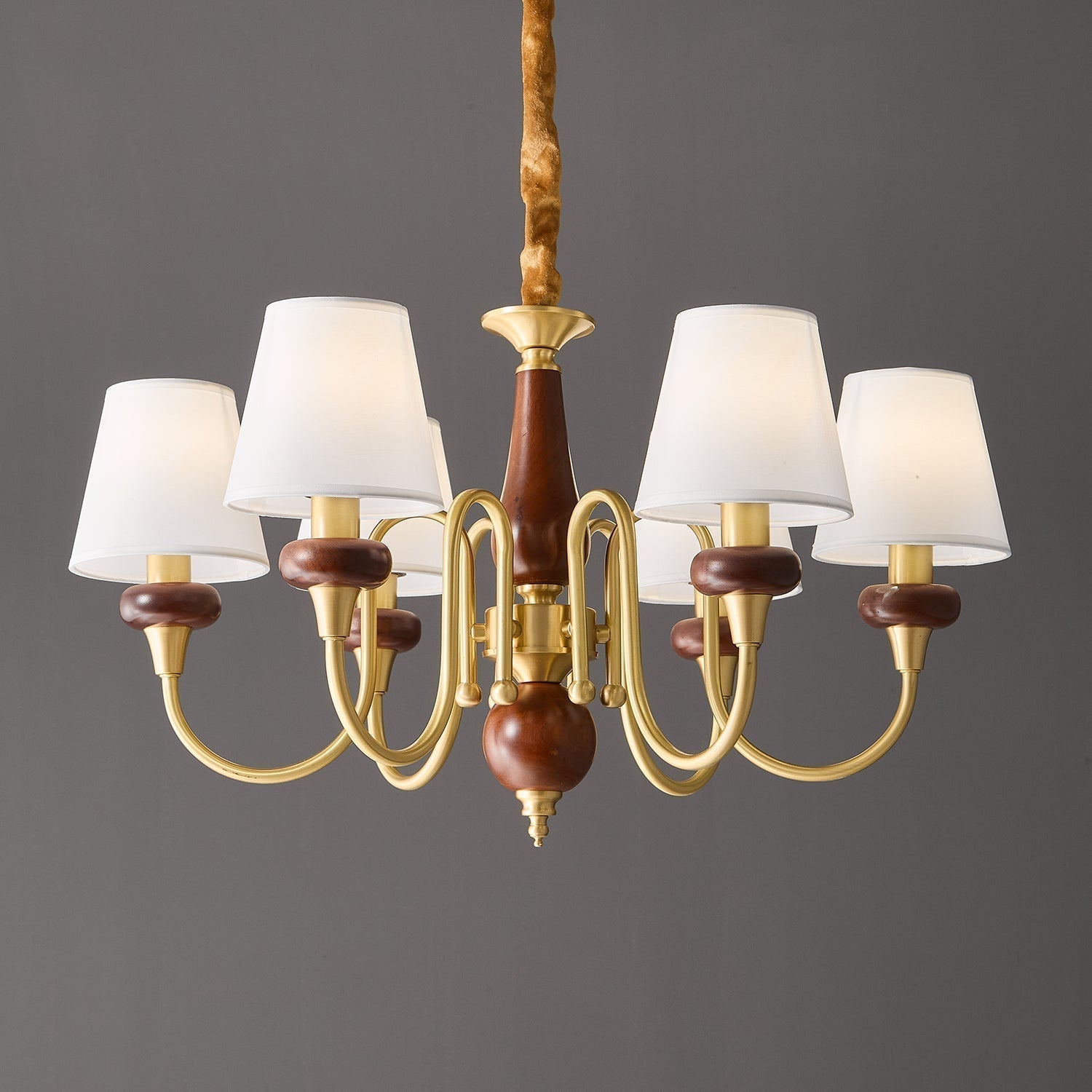 Zovena Klassische Eleganz Vintage Stoff Holz Kronleuchter-Letslighting