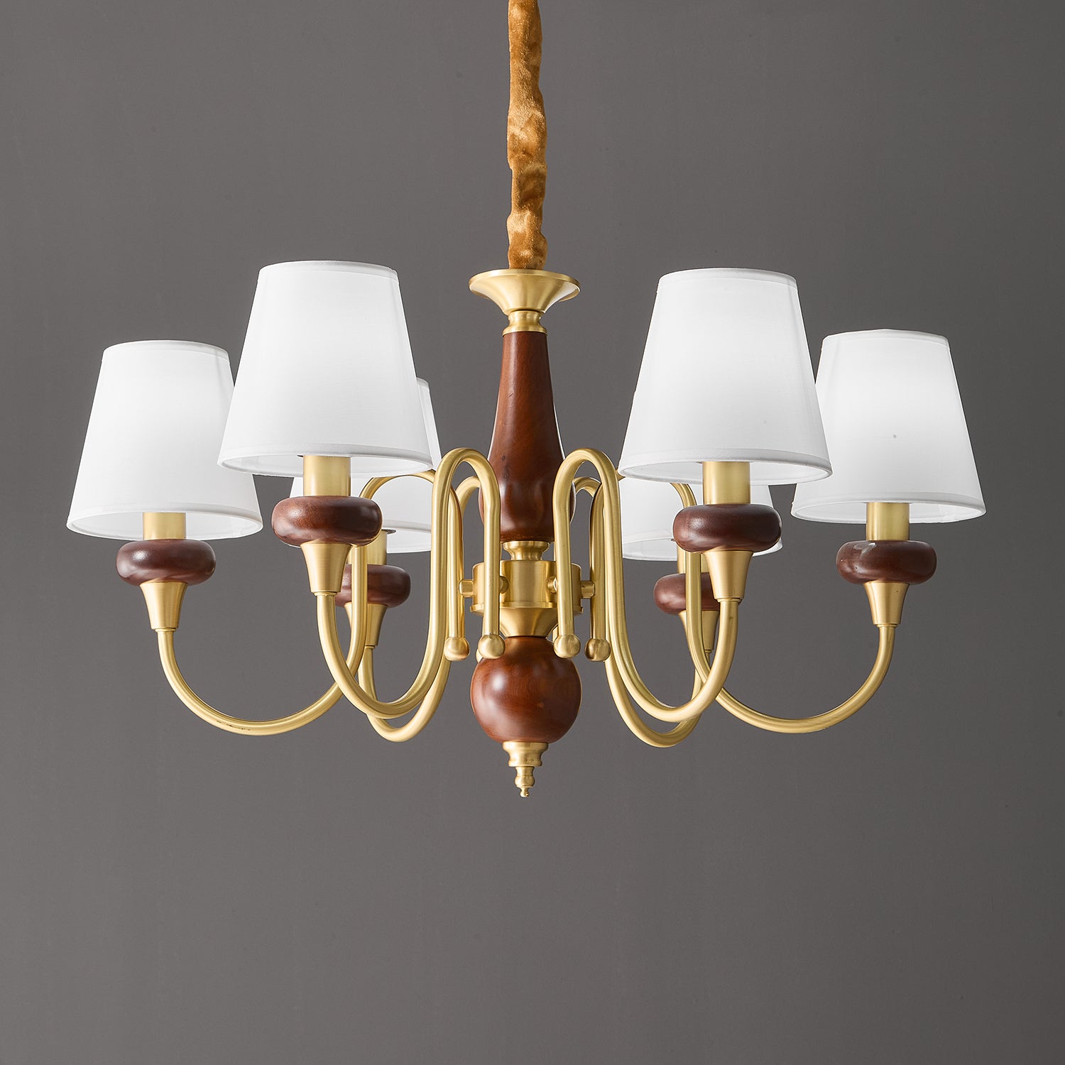 Zovena Klassische Eleganz Vintage Stoff Holz Kronleuchter-Letslighting