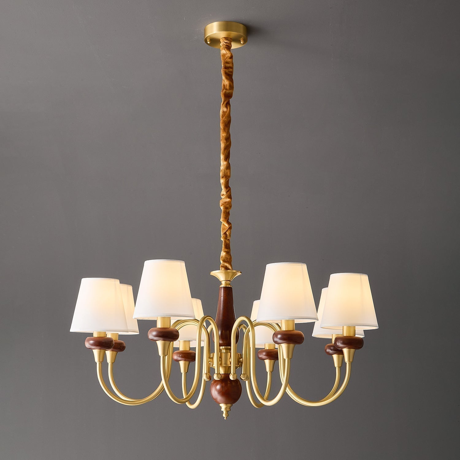 Zovena Klassische Eleganz Vintage Stoff Holz Kronleuchter-Letslighting
