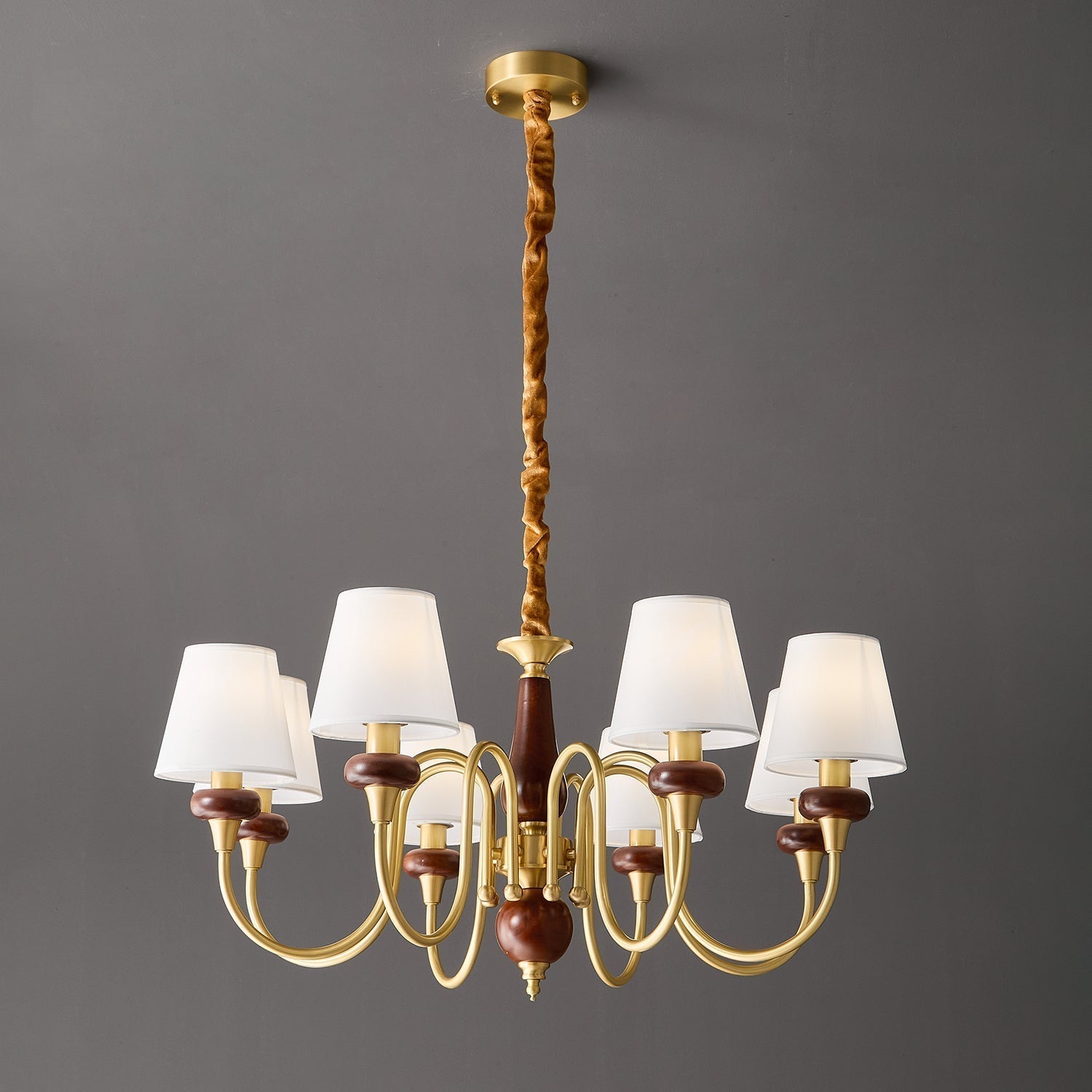 Zovena Klassische Eleganz Vintage Stoff Holz Kronleuchter-Letslighting