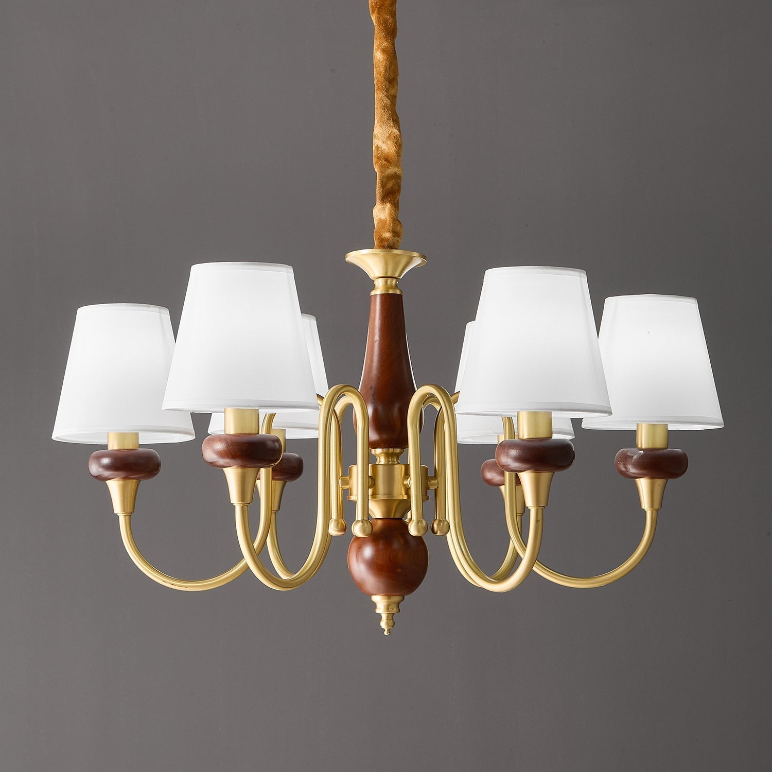 Zovena Klassische Eleganz Vintage Stoff Holz Kronleuchter-Letslighting