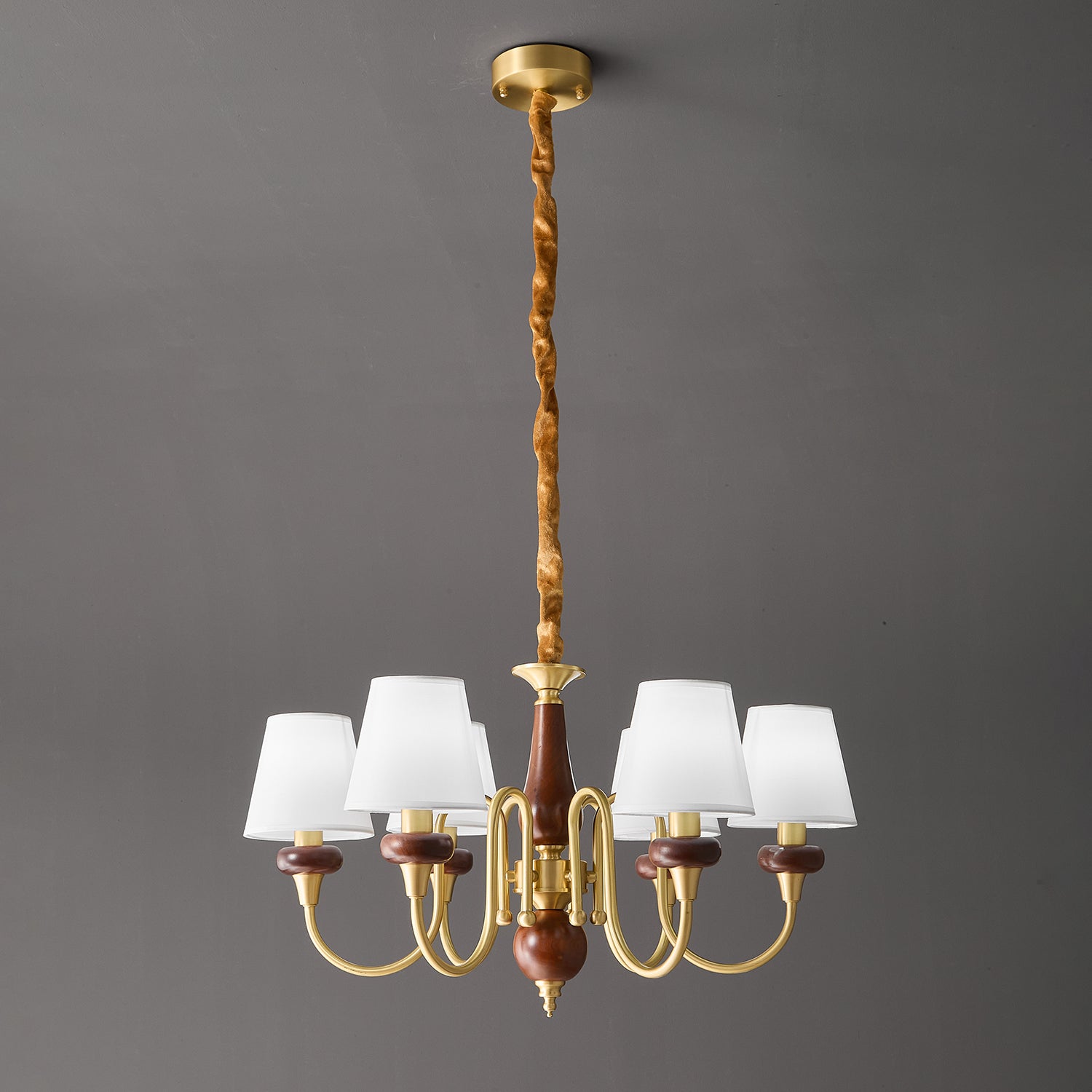 Zovena Klassische Eleganz Vintage Stoff Holz Kronleuchter-Letslighting