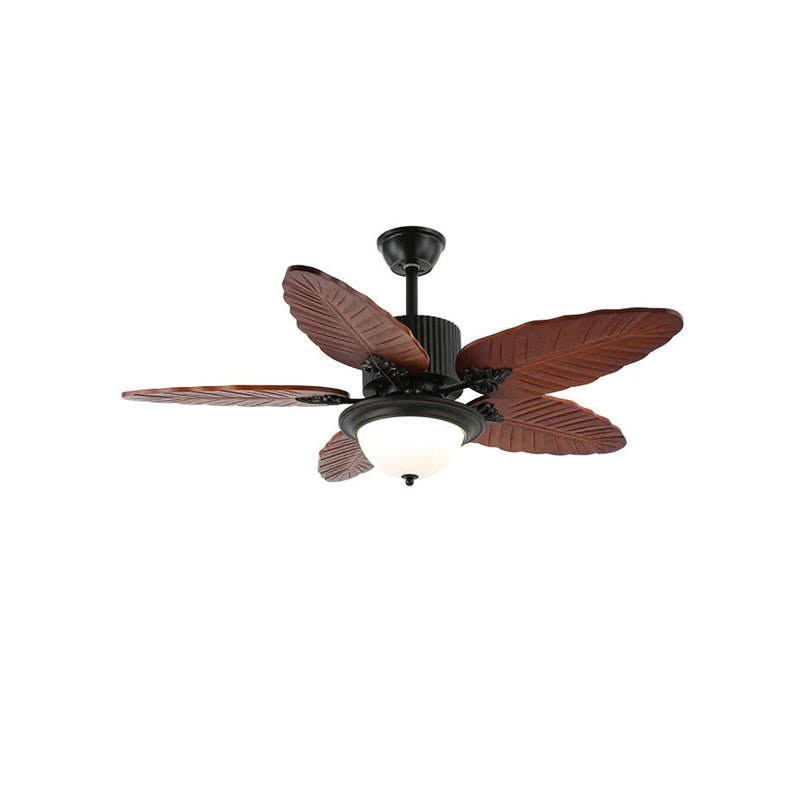 Virella Tropische Deckenventilatorleuchte, Detail der schwarzen Oberfläche