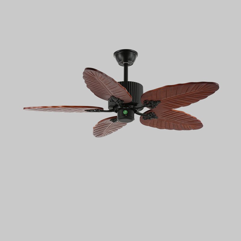 Virella Tropische Deckenventilatorleuchte aus Holz und Glas