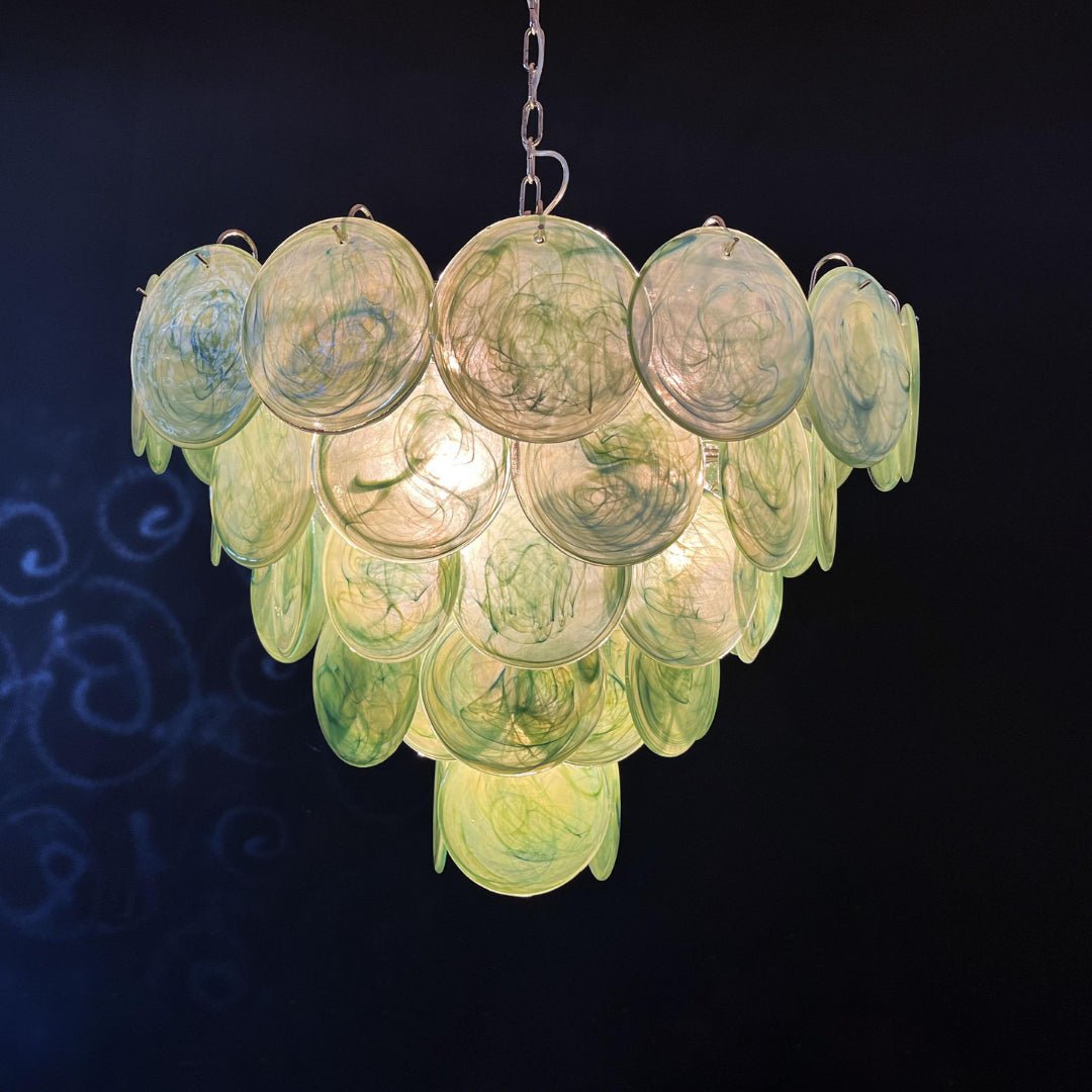 Aurora Chandelier Green Murano Glass Disc - Neutralighting