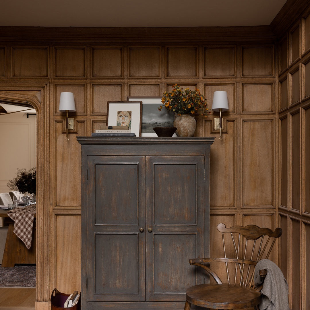 Osilan Vintage Wandleuchte aus Messing mit Stoffbezug-Letslighting