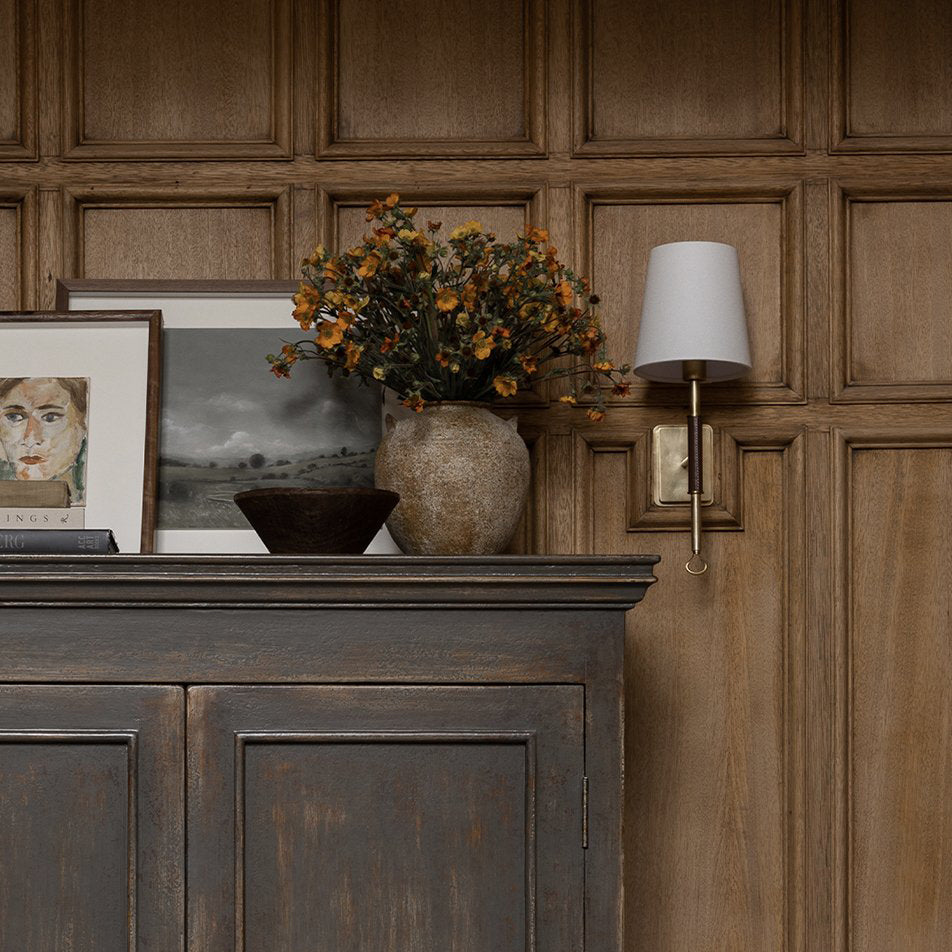 Osilan Vintage Wandleuchte aus Messing mit Stoffbezug-Letslighting