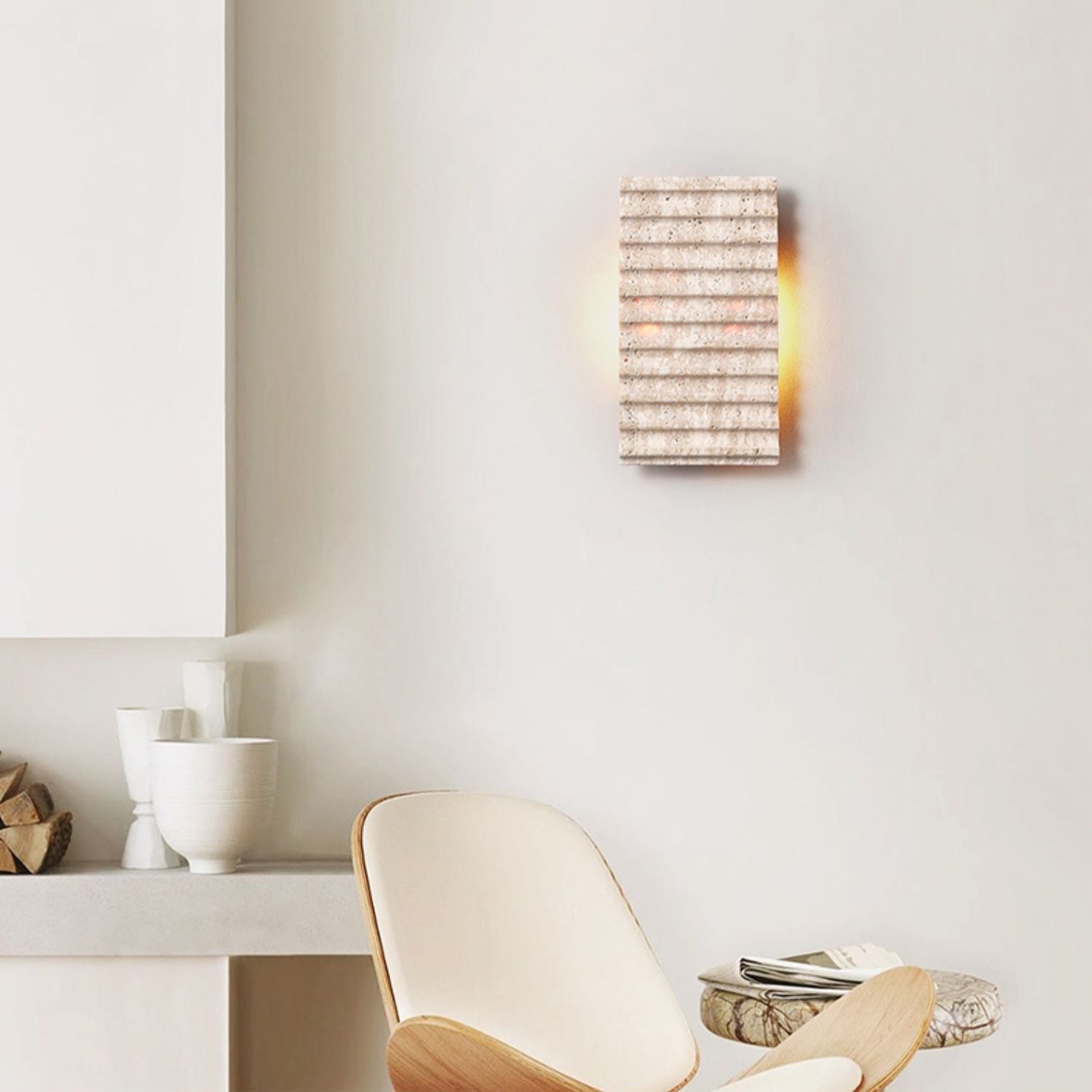 Othaus Modern Minimalist Beige Travertine Wall Lamp - Letslighting