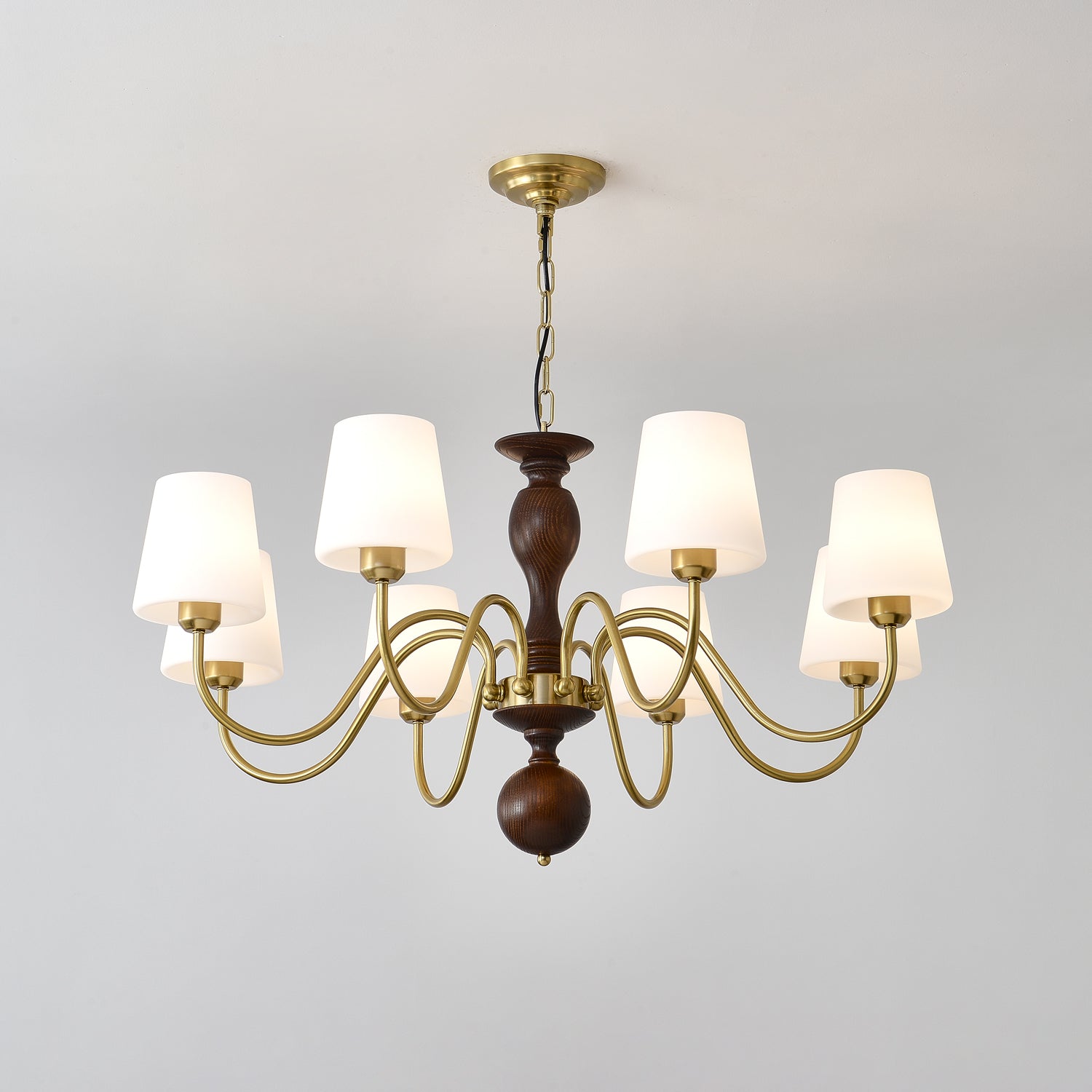 Lustra Kronleuchter Messing Holz Rustikal Vintage-Letslighting