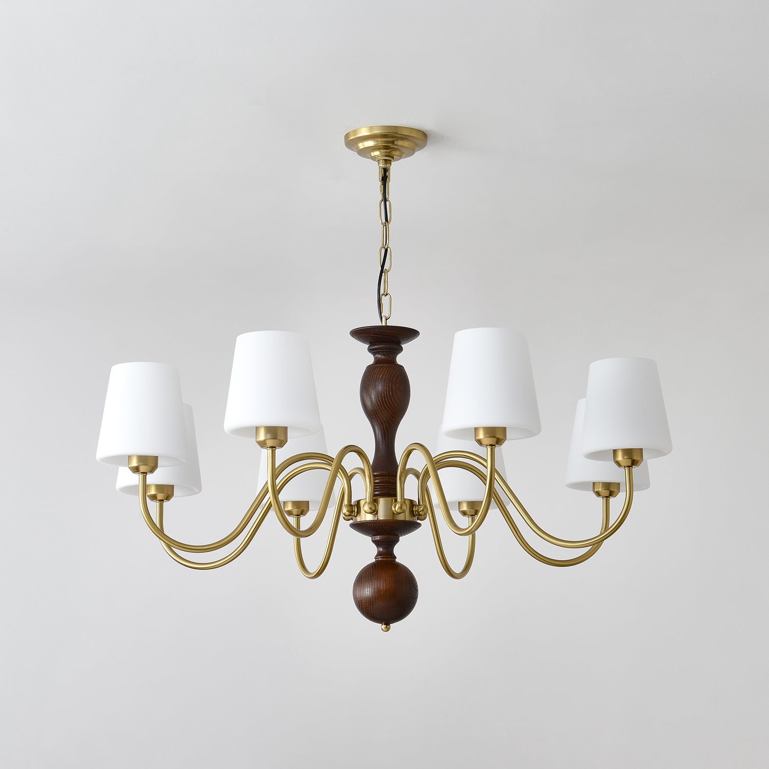 Lustra Kronleuchter Messing Holz Rustikal Vintage-Letslighting