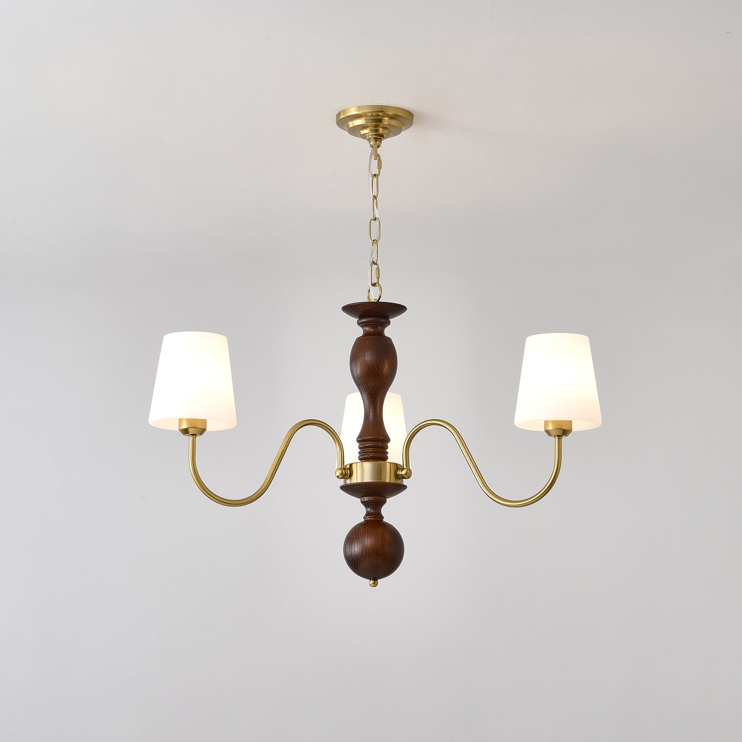 Lustra Kronleuchter Messing Holz Rustikal Vintage-Letslighting