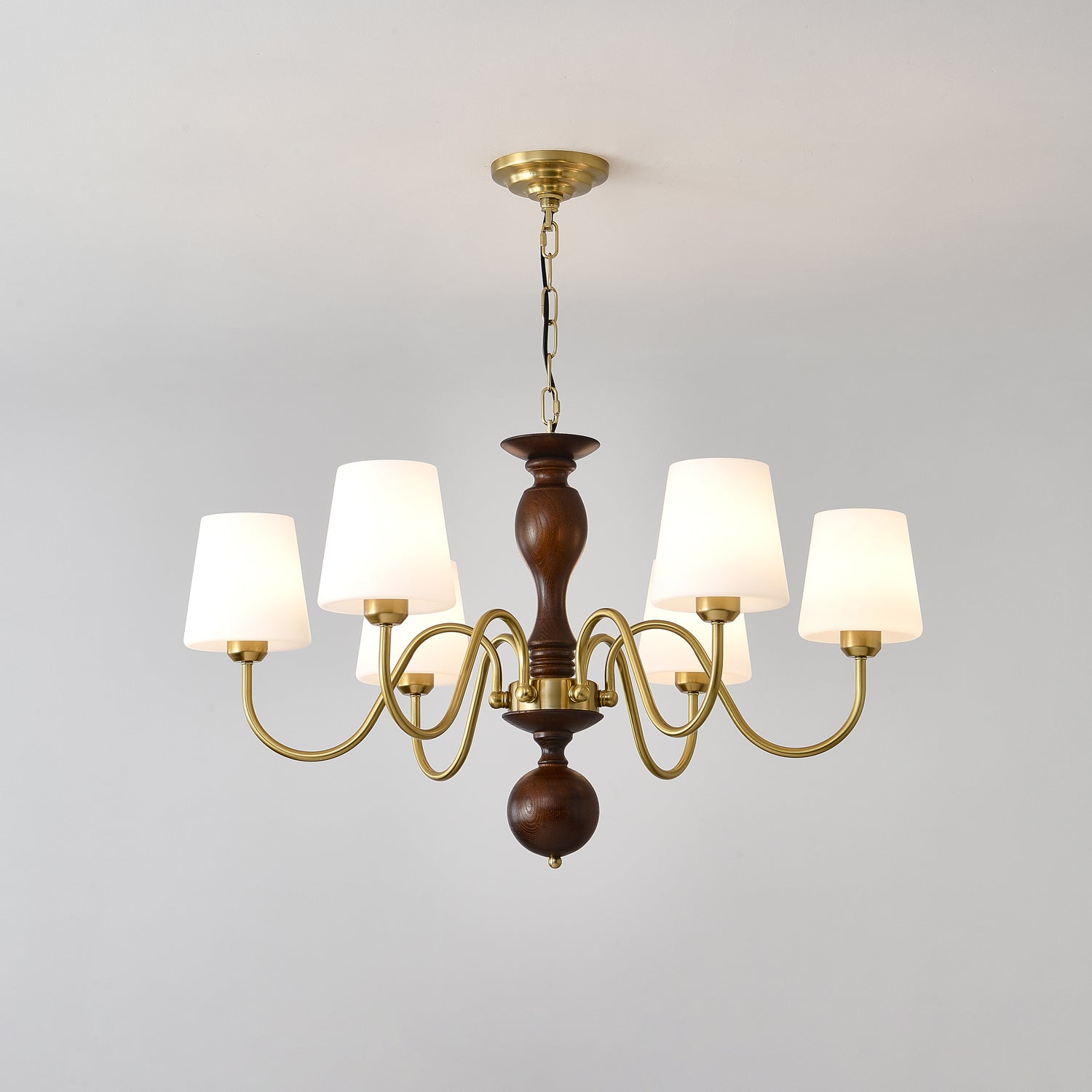 Lustra Kronleuchter Messing Holz Rustikal Vintage-Letslighting