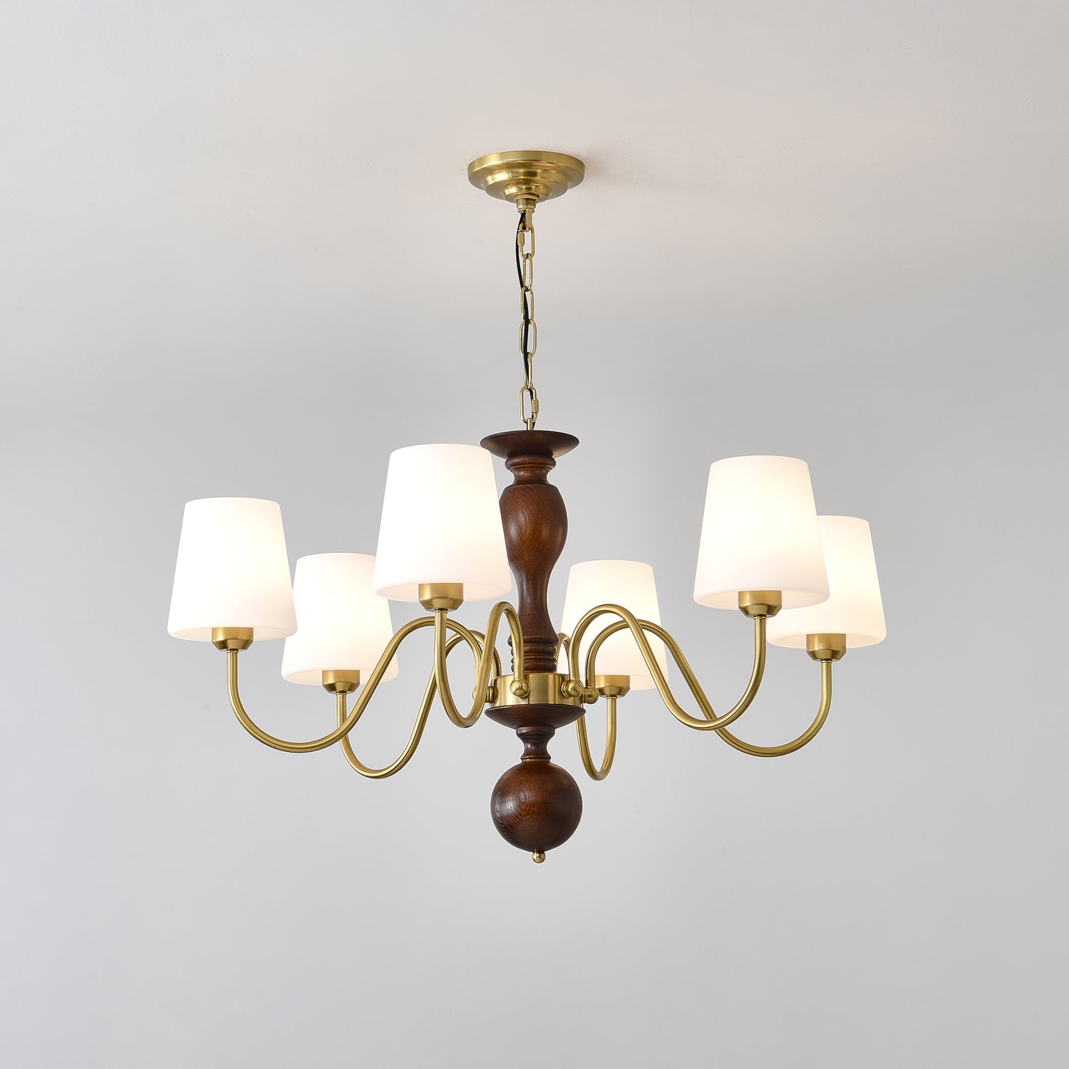 Lustra Kronleuchter Messing Holz Rustikal Vintage-Letslighting