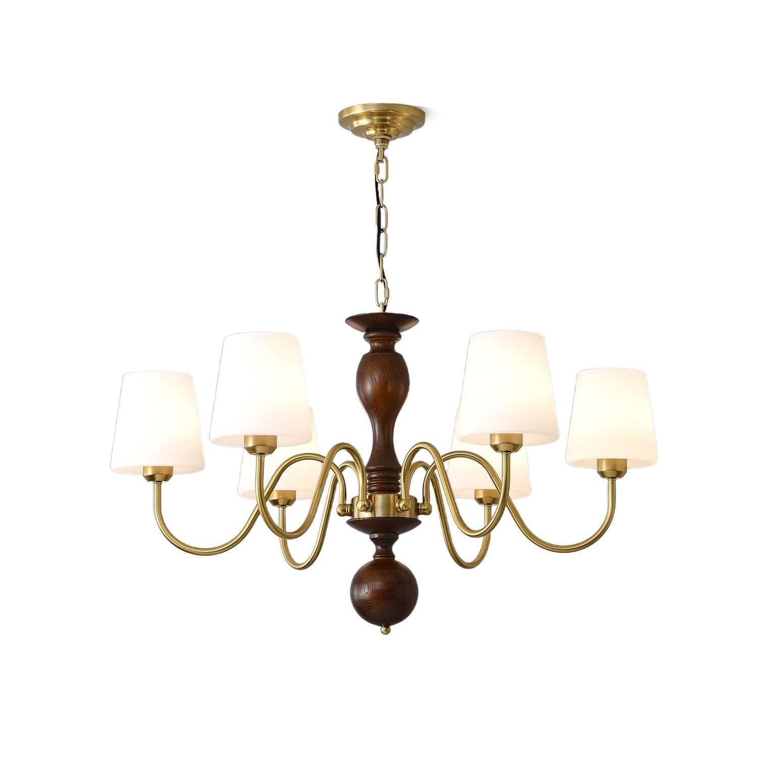 Lustra Kronleuchter Messing Holz Rustikal Vintage-Letslighting