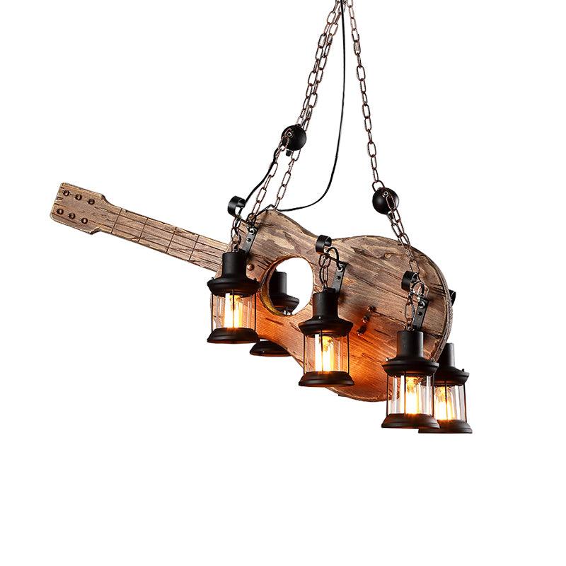 Lustra Pendelleuchte Gitarre Rustikal Holz Vintage-Letslighting