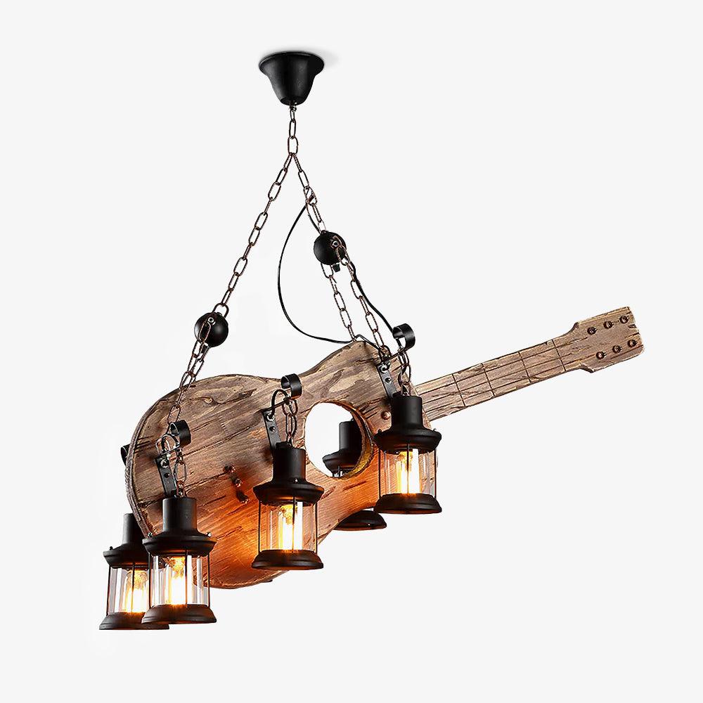 Lustra Pendelleuchte Gitarre Rustikal Holz Vintage-Letslighting