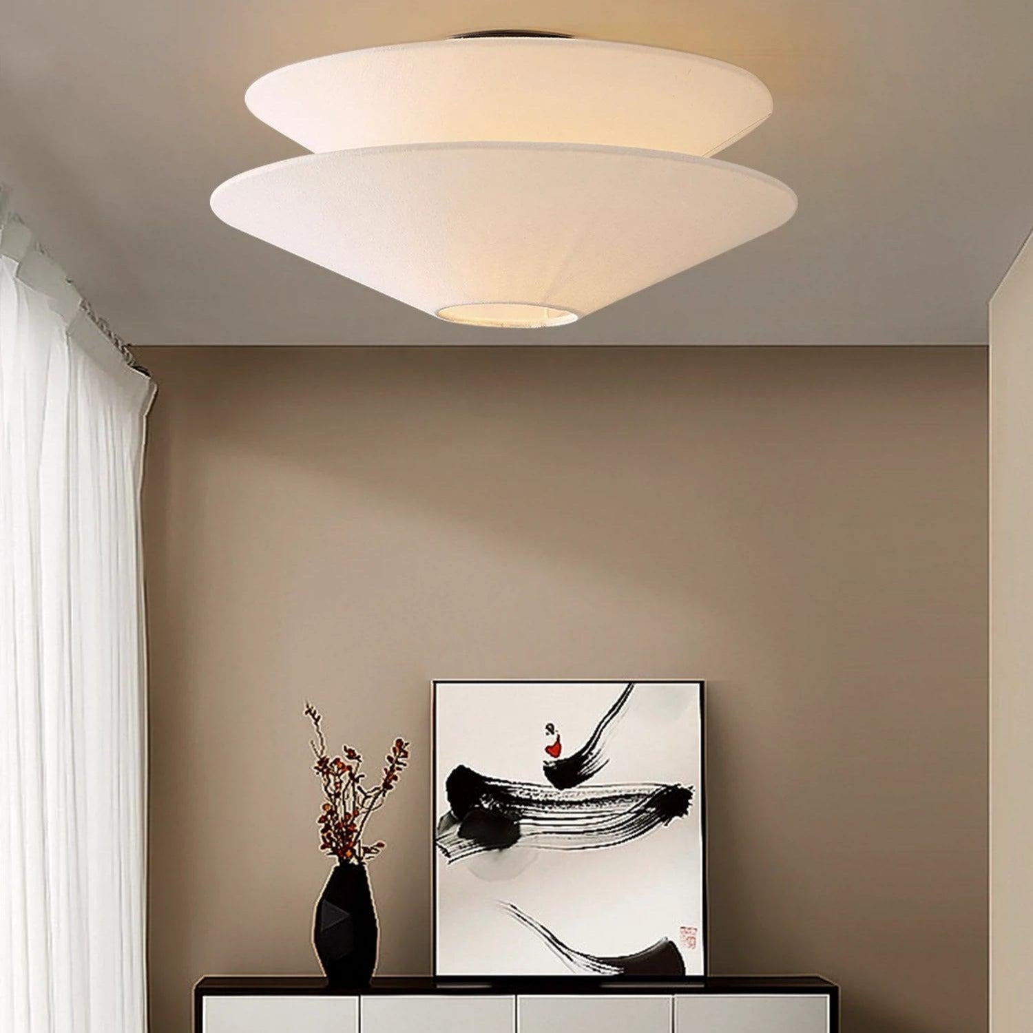 Lina Deckenleuchte mit doppeltem Kegelschirm aus Stoff