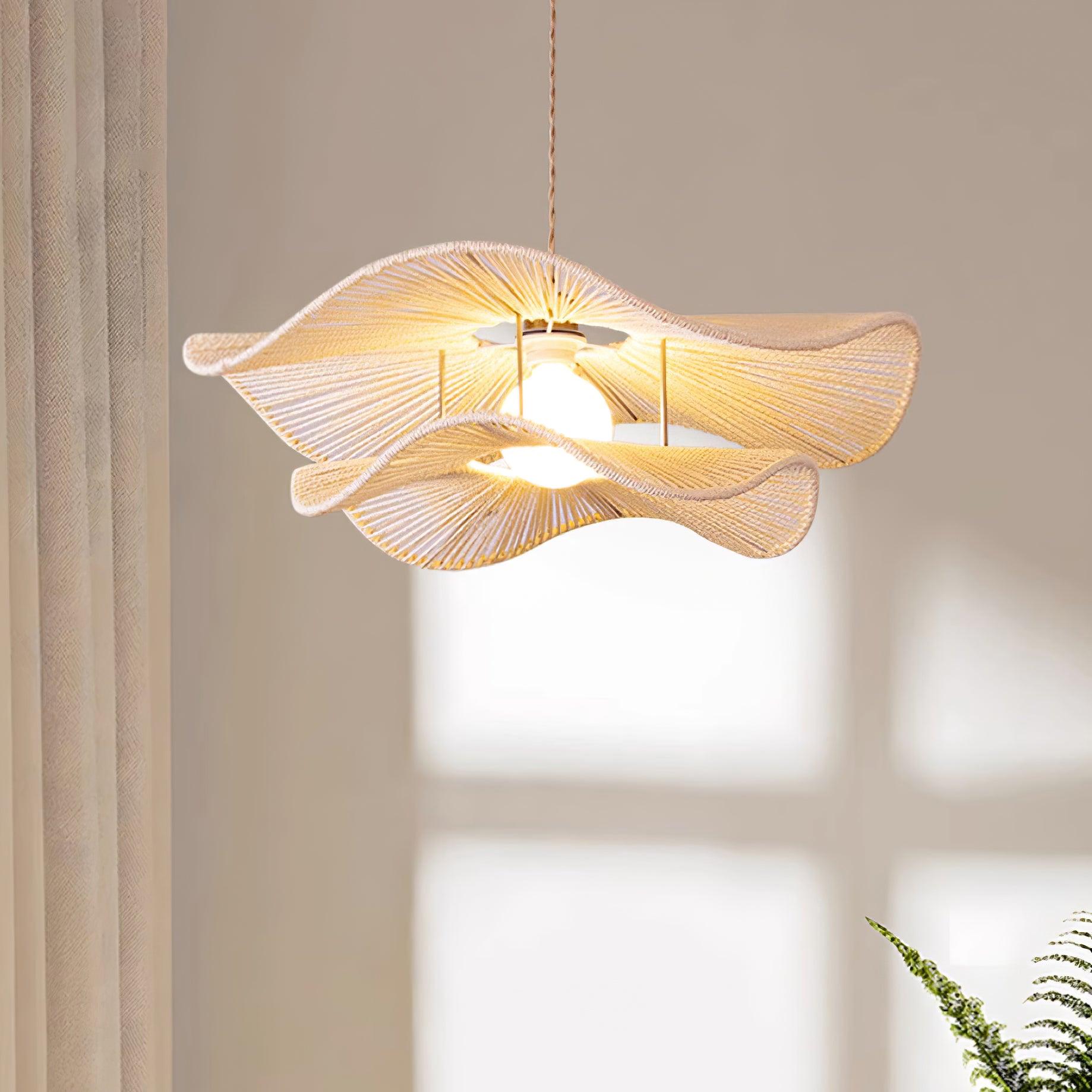 Ondra Wave Rattan Pendant Light - Letslighting