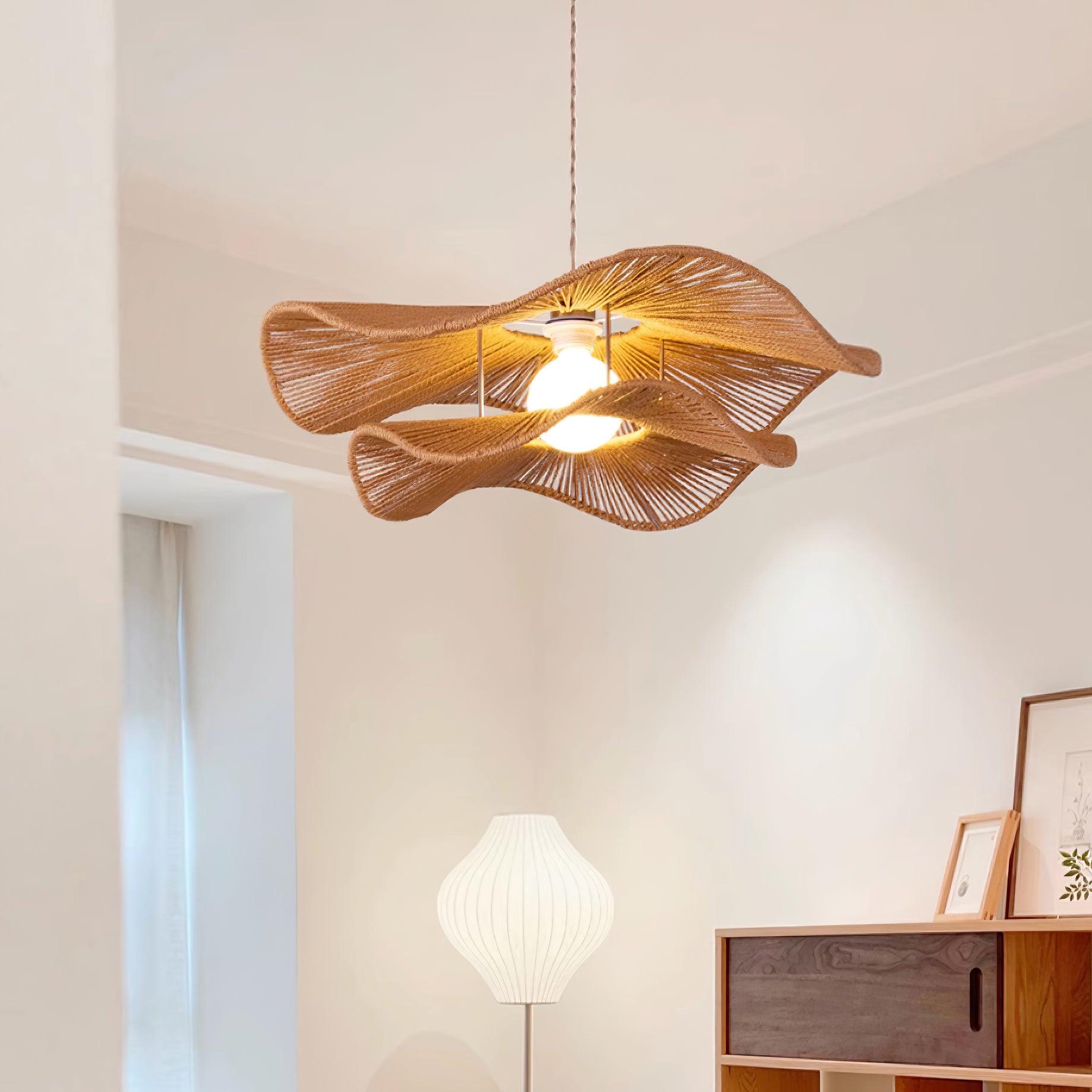 Ondra Wave Rattan Pendant Light - Letslighting