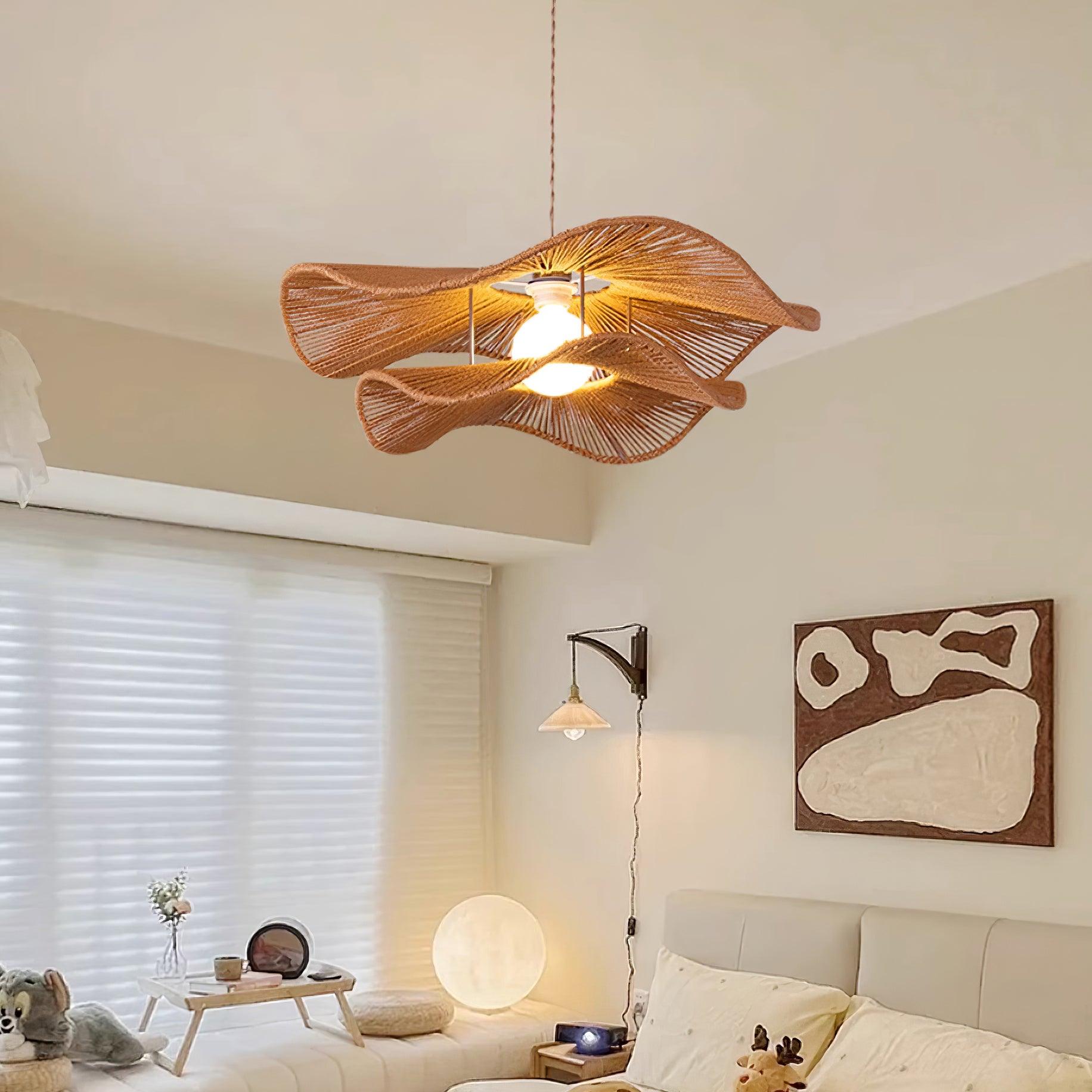 Ondra Wave Rattan Pendant Light - Letslighting