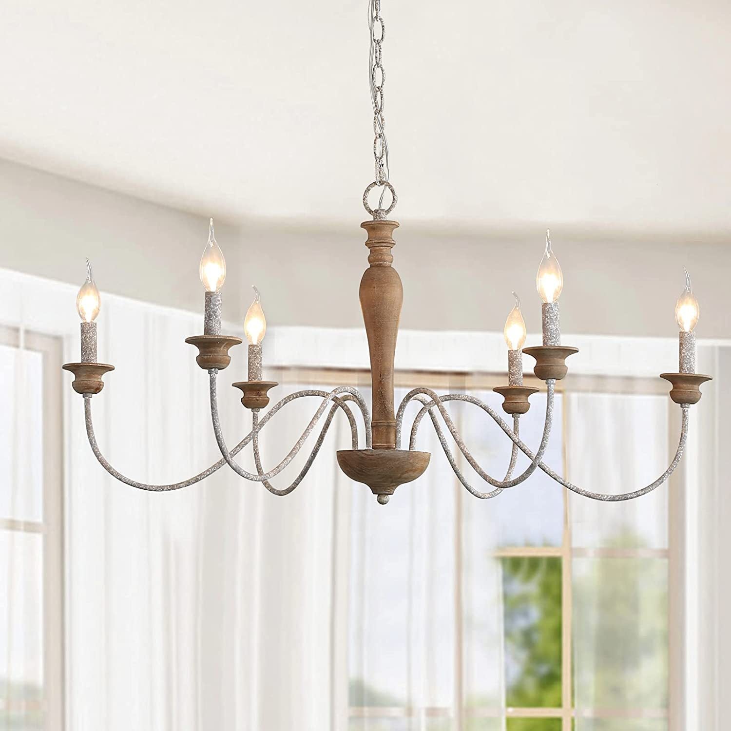 Illoros Holz Kerze Handgeschnitzt Vintage Kronleuchter-Letslighting