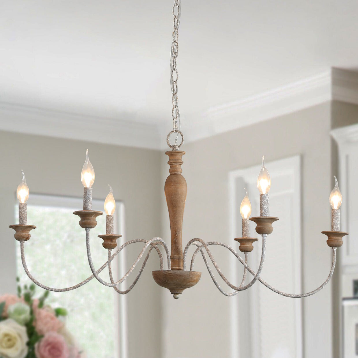 Illoros Holz Kerze Handgeschnitzt Vintage Kronleuchter-Letslighting