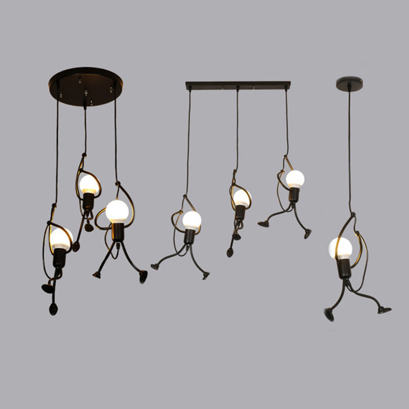 Modern Funky Man Style Chandelier Pendant Iron Dining Room Scene