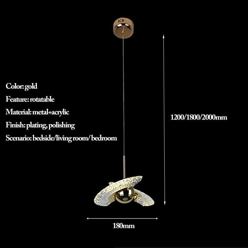 Kristy Modern LED Pendelleuchte Drehbare Gold Esstisch/Schlaf/WohnzimmerMetall Acryl