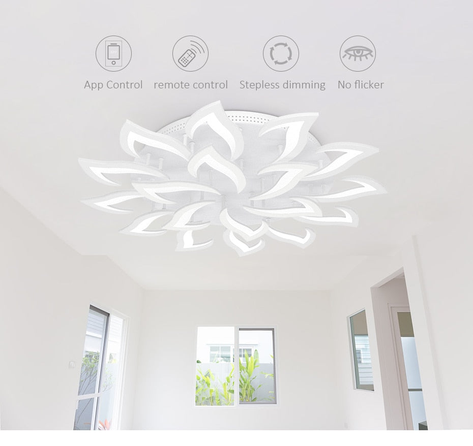 Arisha Moderne Blume LED Deckenleuchte Schwarz/Weiß Wohn/Schlafzimmer Hardware Acryl