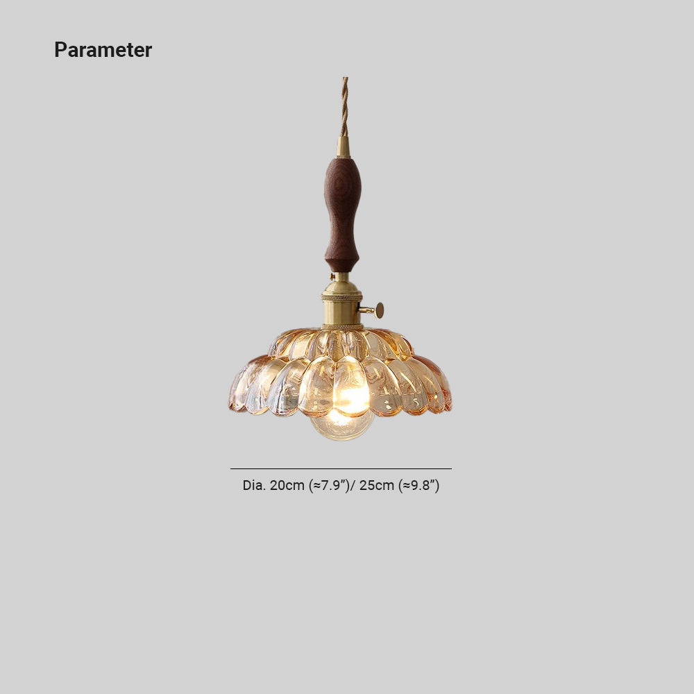 Valentina Modern LED Pendelleuchte Holz Metall Glas Ess/Schlafzimmer