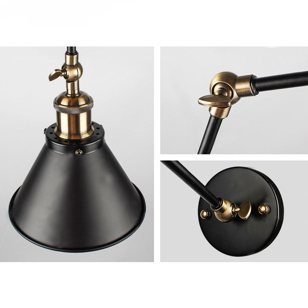 Silva Retro Industrielle Wandleuchte LDE Schwarz, Schlafzimmer