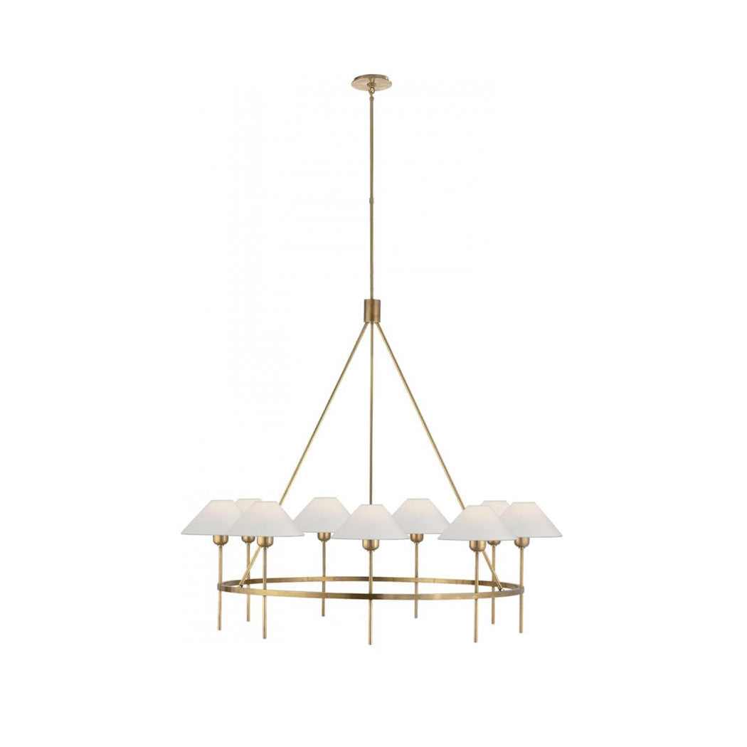 Hackney Großer Vintage Industrie Messing-Stoff-Kronleuchter-Letslighting