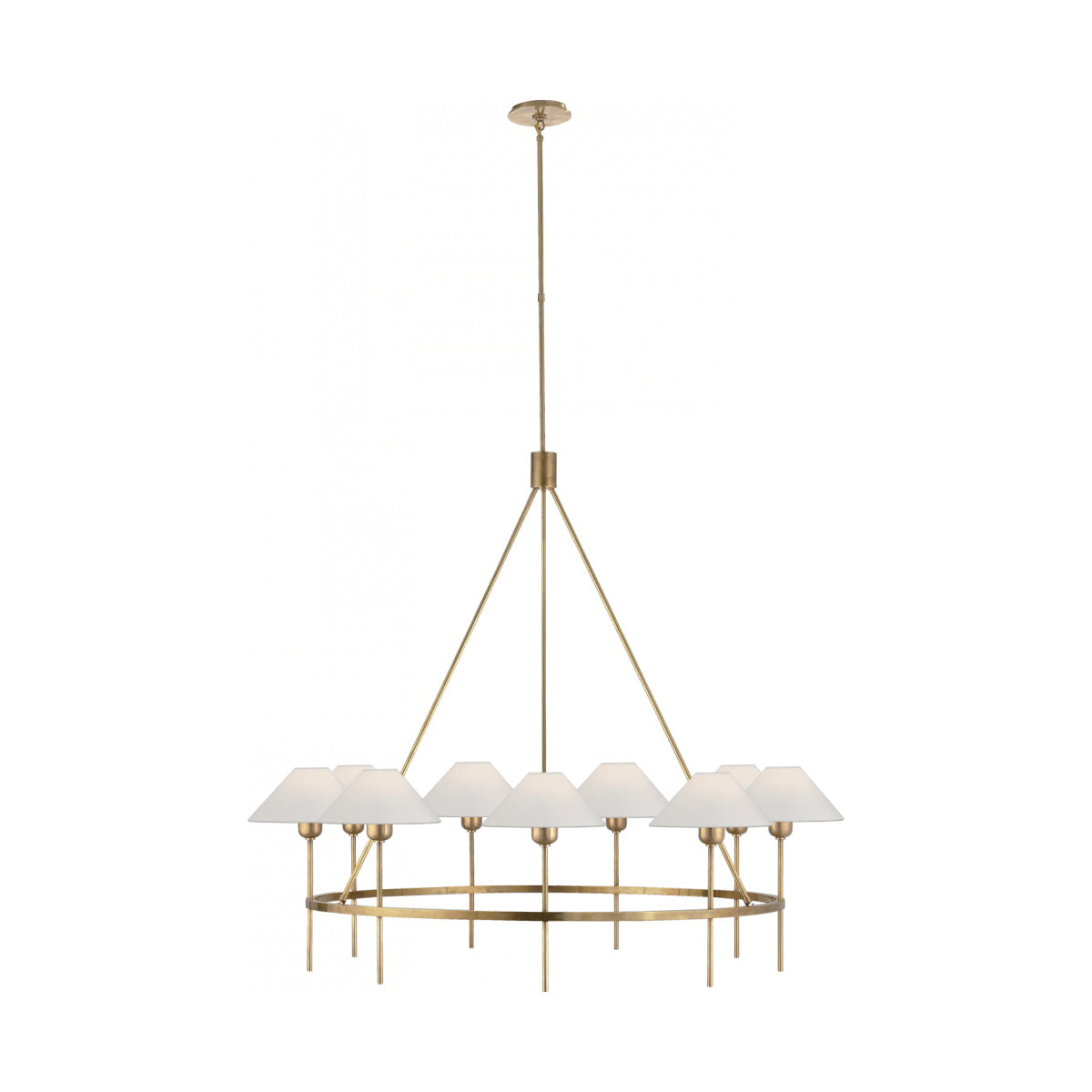 Hackney Großer Vintage Industrie Messing-Stoff-Kronleuchter-Letslighting