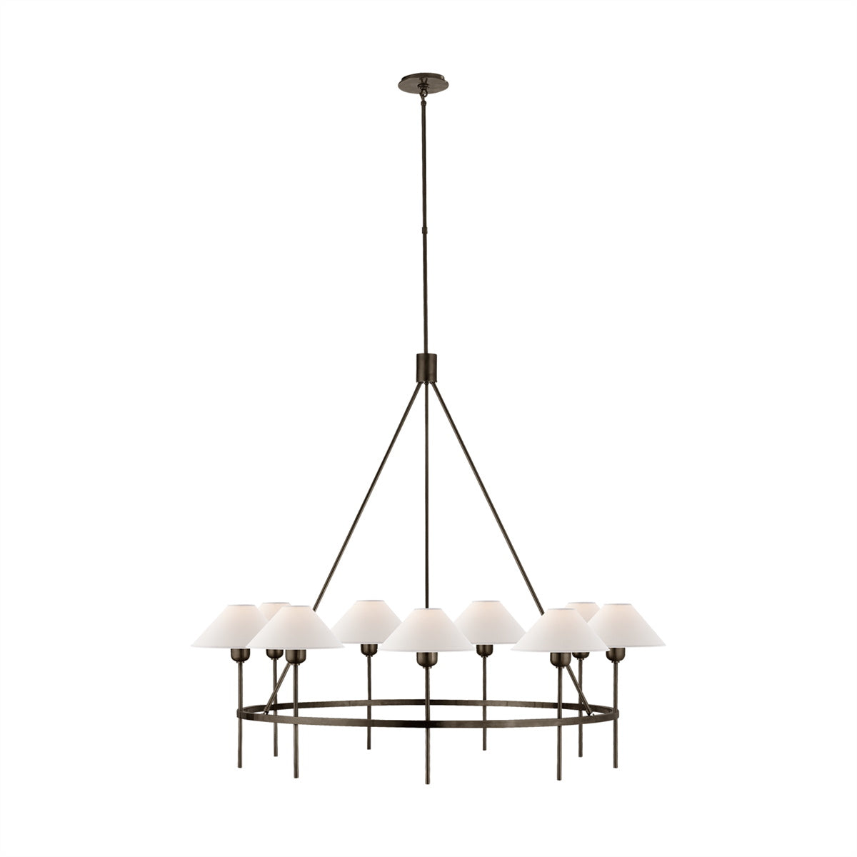 Hackney Großer Vintage Industrie Messing-Stoff-Kronleuchter-Letslighting