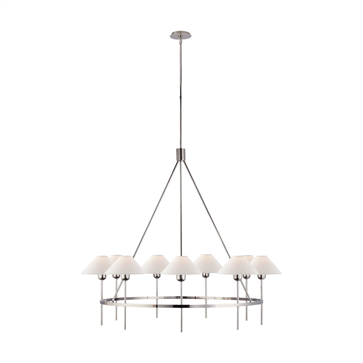 Hackney Großer Vintage Industrie Messing-Stoff-Kronleuchter-Letslighting