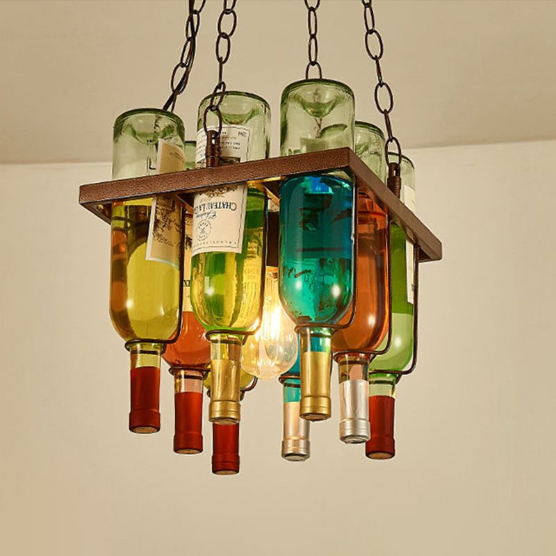Valentina Antik Pendelleuchte, Weinflasche, Metall/Glas, Farbenfroh, Schlafzimmer